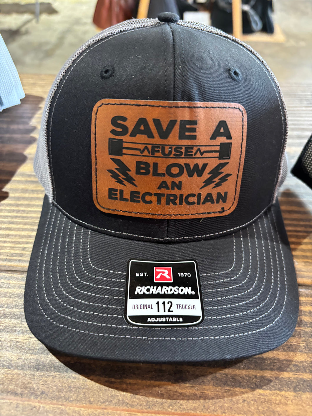 Save a fuse blow a electrician  (guy hat)