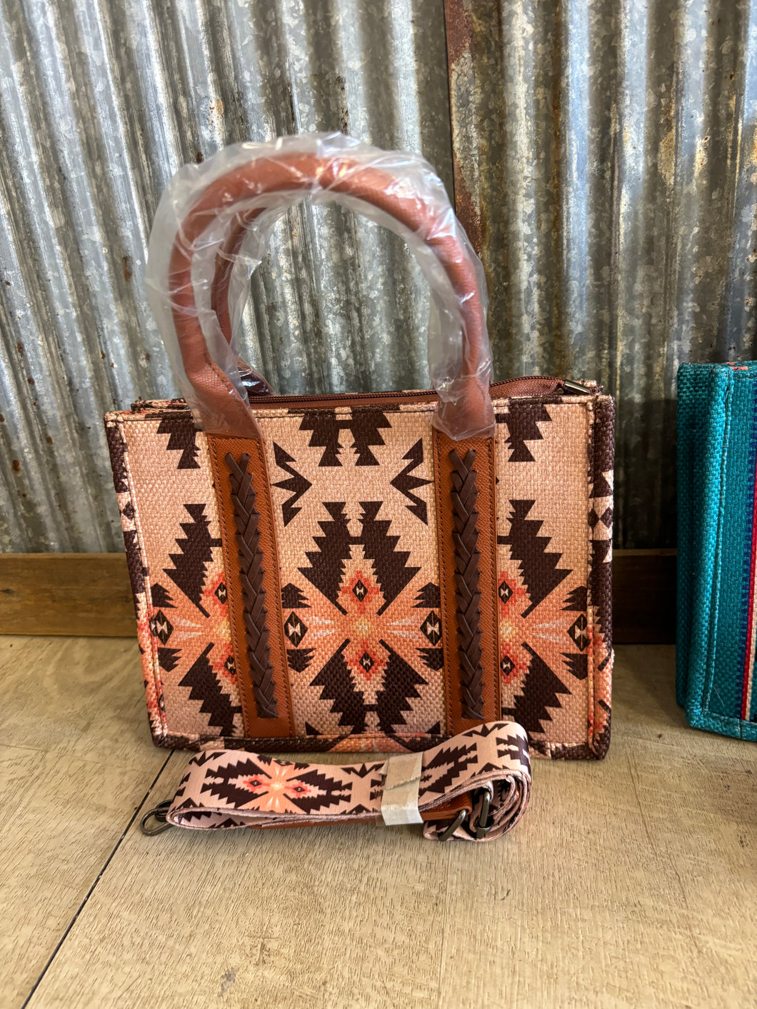 Brown and tan bohemian style purse