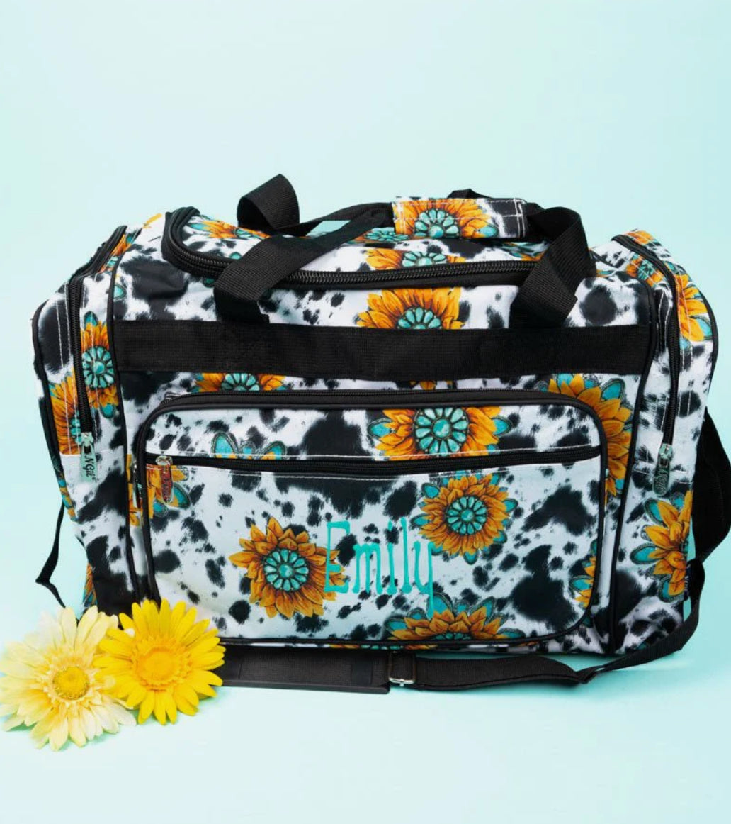 Sunflower and cow Duffle bag