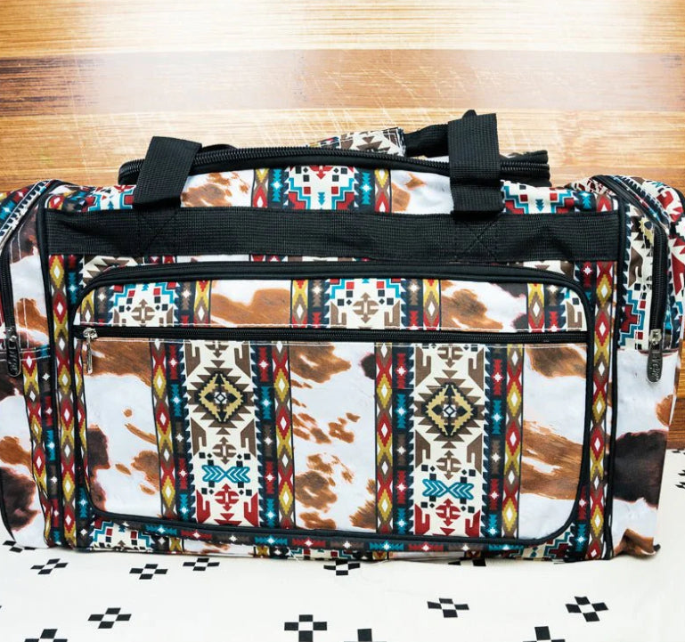 Cow and aztec Duffle bag