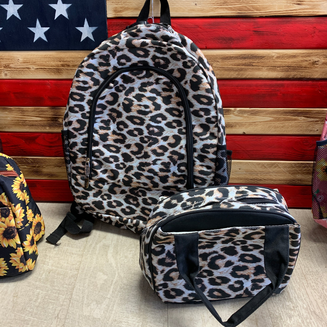 Leopard  and lunch box set  backpack
