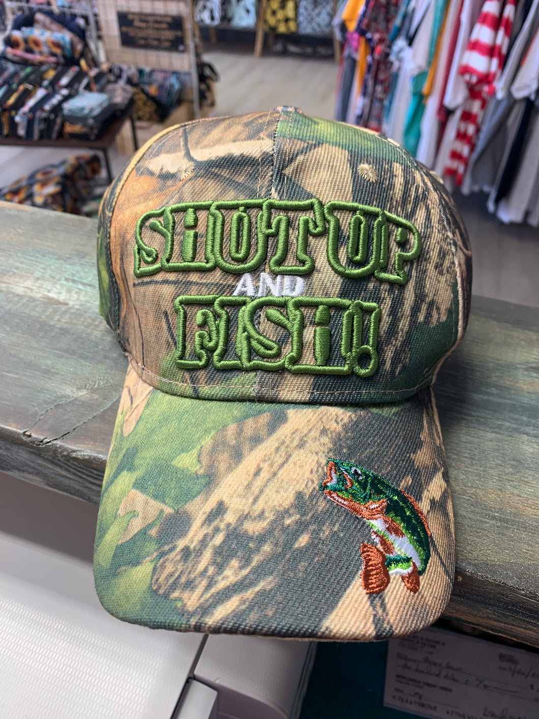 Shut up and fish baseball hat