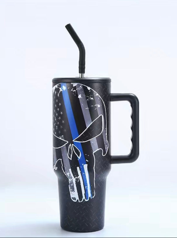 Skull with blueline 40oz cup