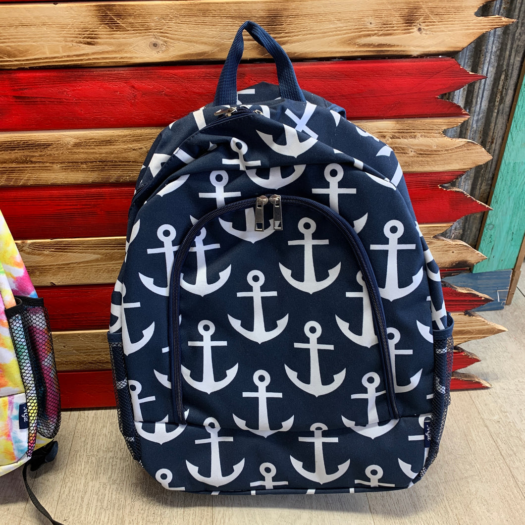 Navy with anchors backpack
