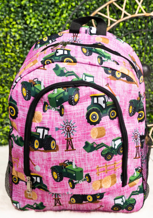 Pink tractor backpack