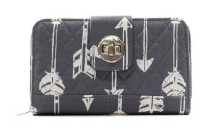 arrow grey and white long wallet