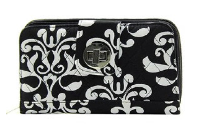 black and white long wallet