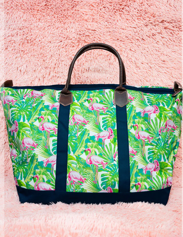 Flamingo  print weekender  Bag