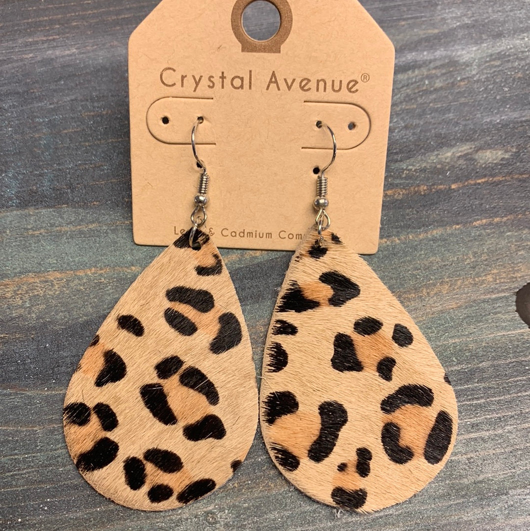 Leopard  tear drop earrings