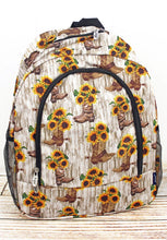 Load image into Gallery viewer, Cowboy boots and sunflowers Backpack
