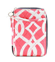 Load image into Gallery viewer, Peach and white small wallet/wristlet
