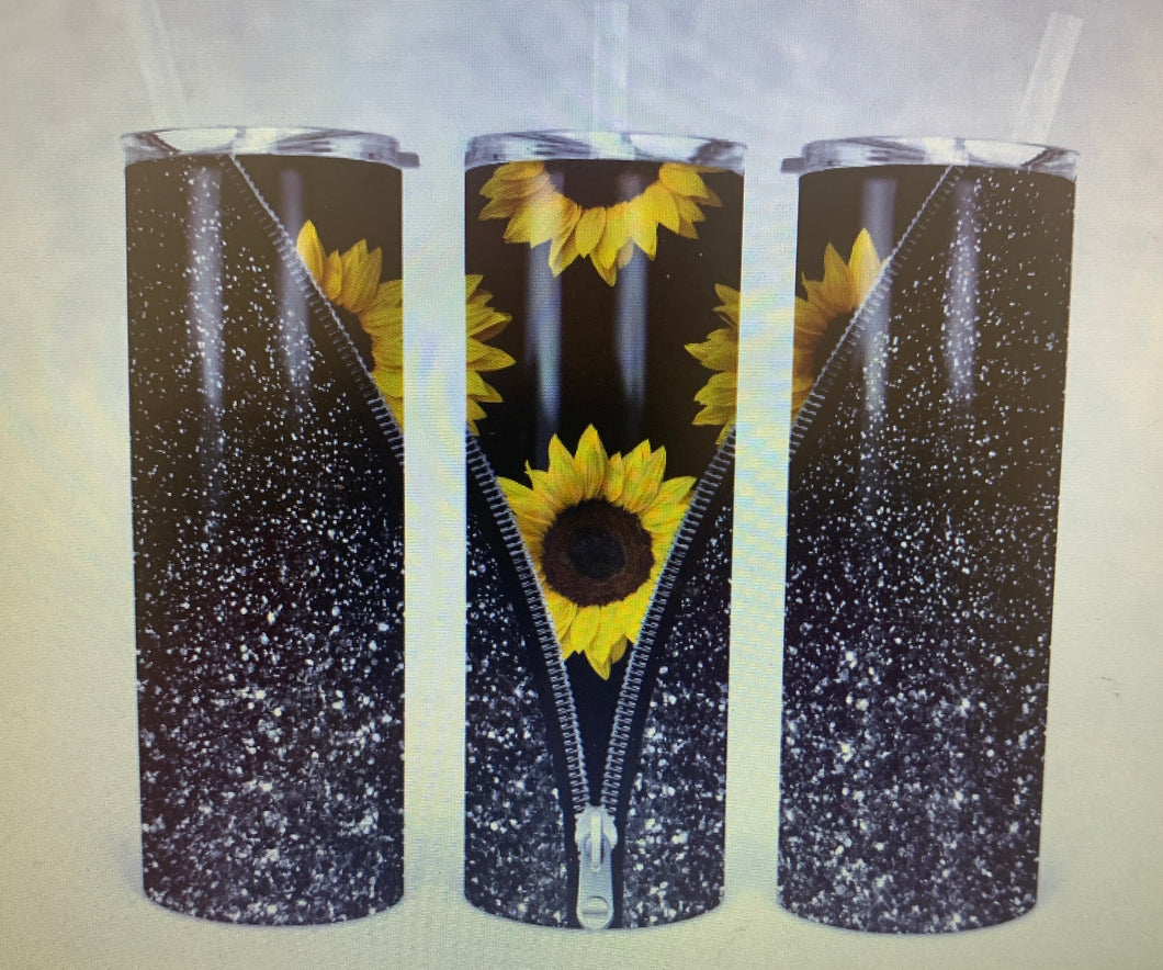Sunflower and leopard  tumbler