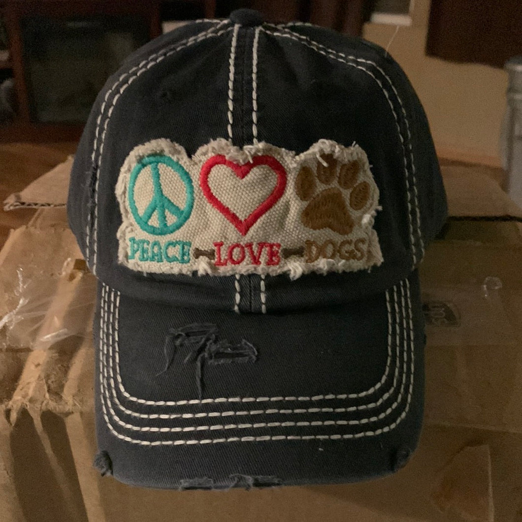 Peace love dogs baseball hat
