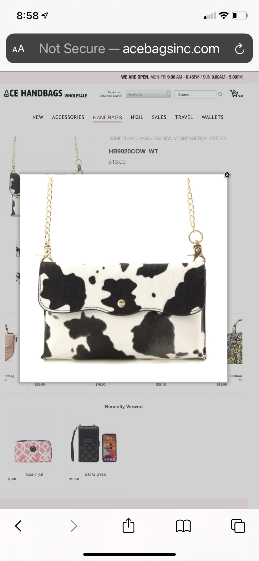 Cow print purse