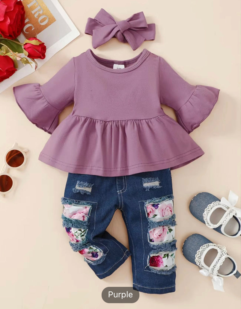 Purple flower pant set (toddler)
