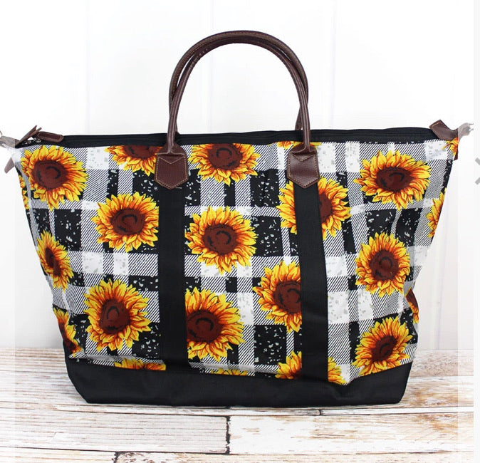 sunflower and plaid weekender  Bag