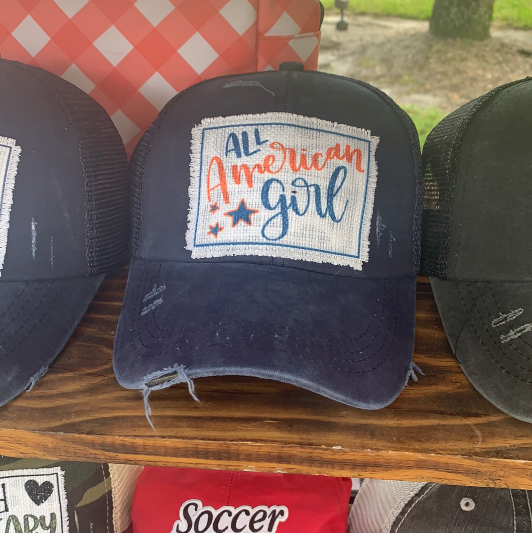 All American girl pony tail baseball hat