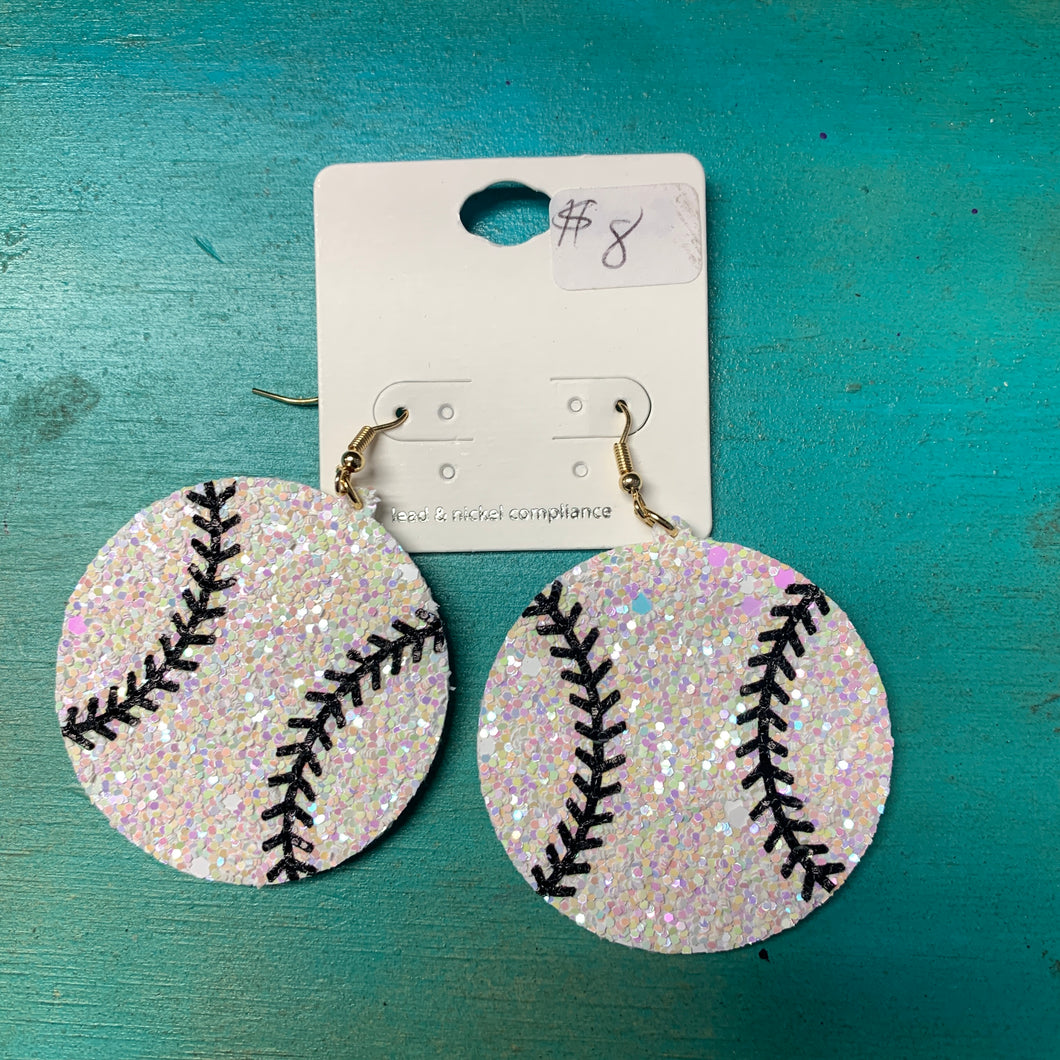 Baseball dangle earrings