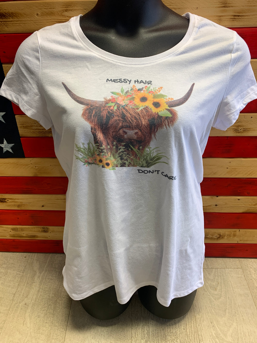 Messy hair don’t care (sunflower) t-shirt