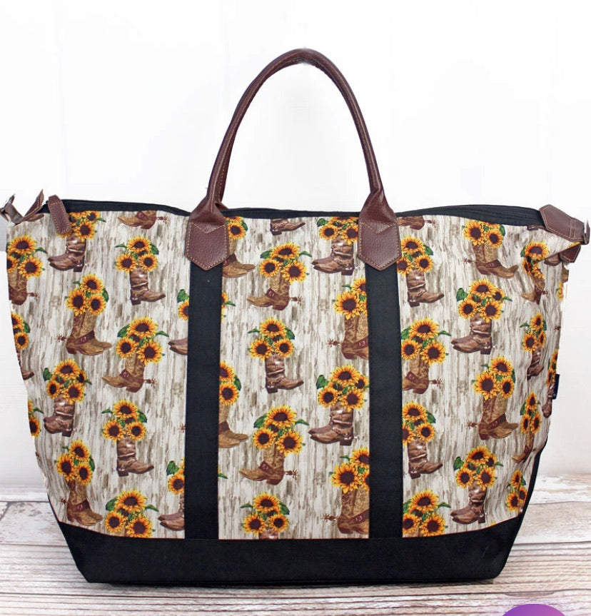 Cowboy boots and sunflowers weekender  Bag