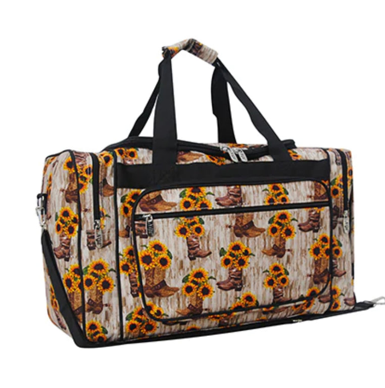 Cowboy boots and sunflower Duffle bag