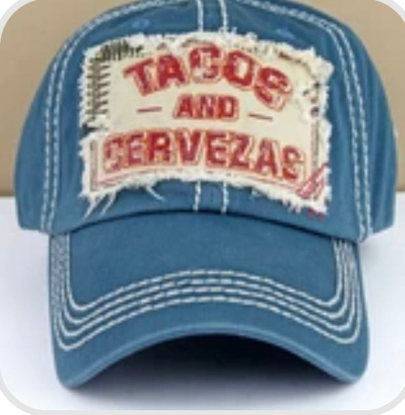 Taco and cervezaes baseball hat