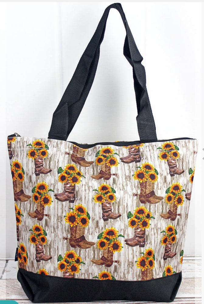Cowboy boots and sunflower bag with change purse