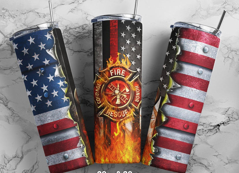 Fire department and flag tumbler