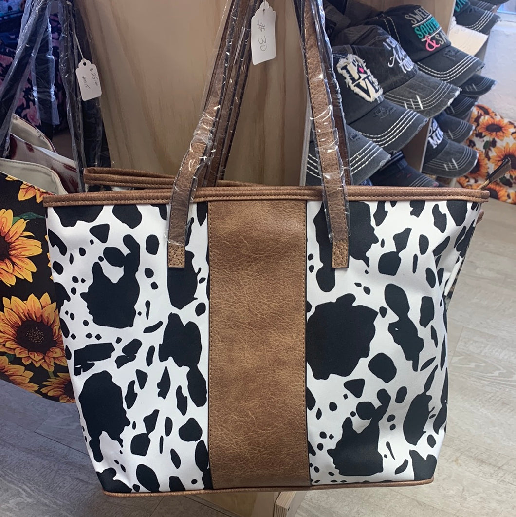 Cow hide print purse