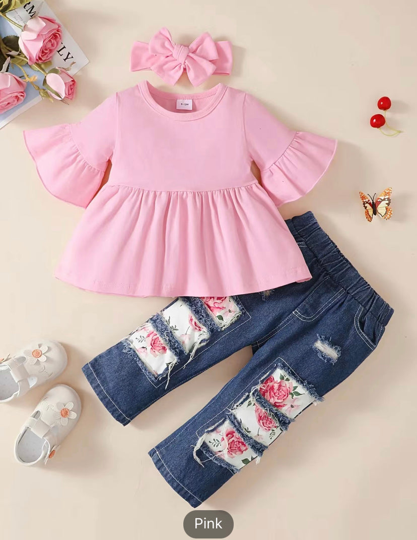 Pink flower pant set (toddler)