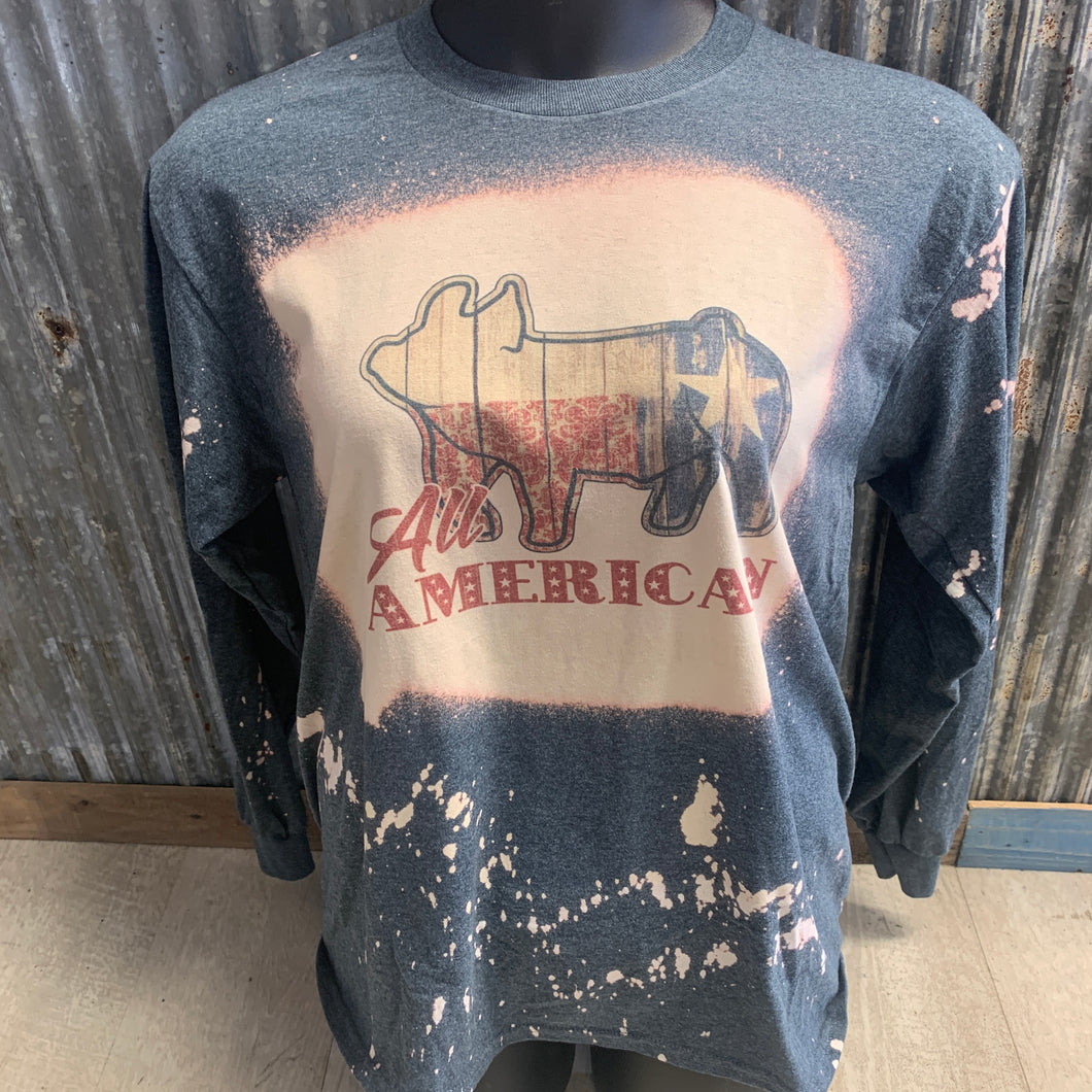 All American (show pig) bleach t-shirt