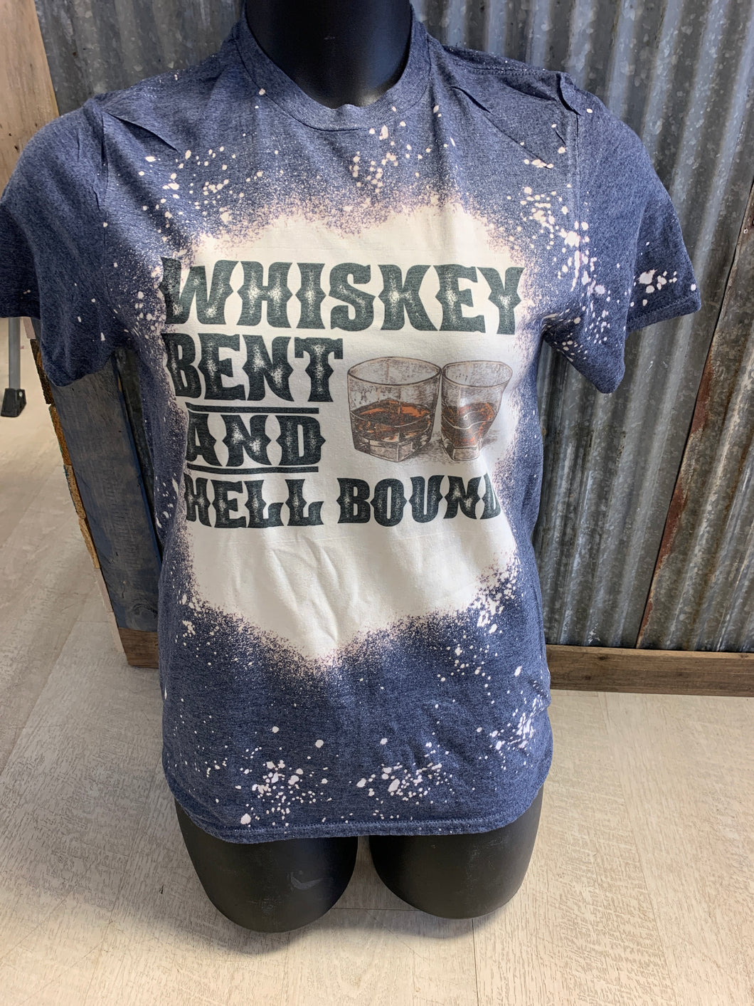 Whiskey Bent and Hell bound bleach t-shirt