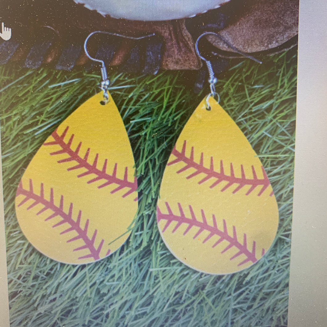 Softball tear drop earrings