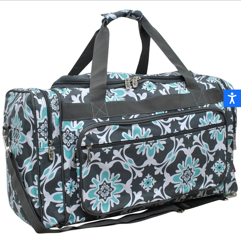 Teal, grey and white Duffle bag