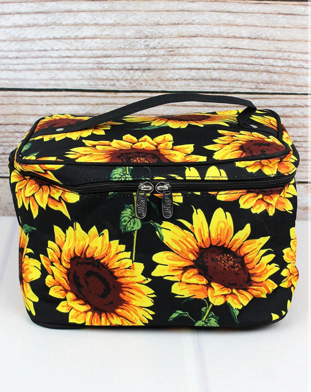 sunflower and black make up bag