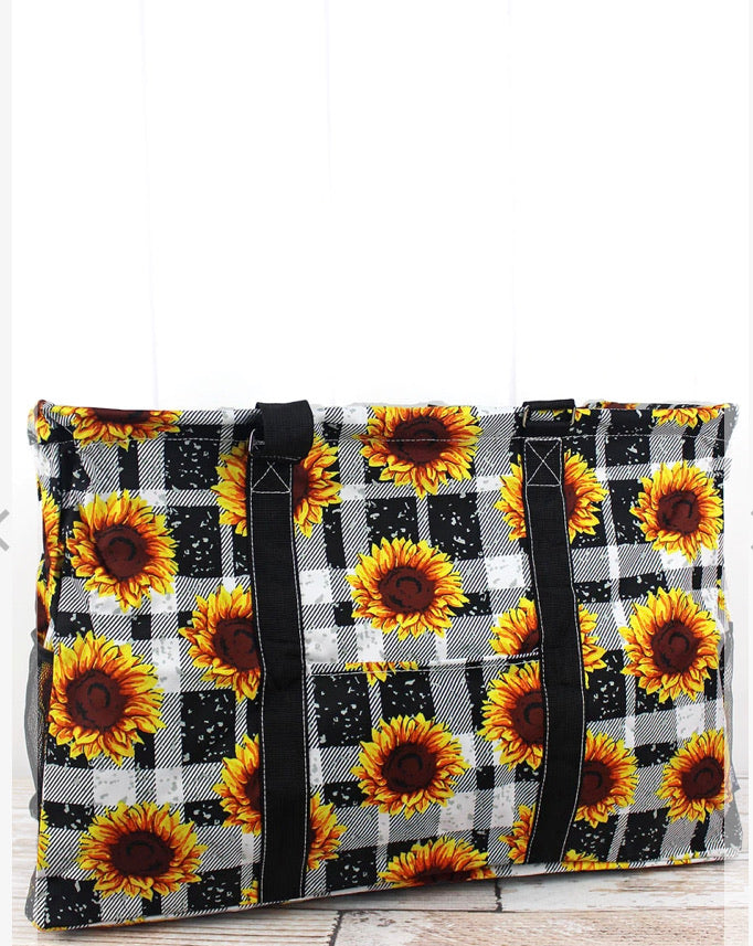 Sunflower and plaid oversize Haul it All