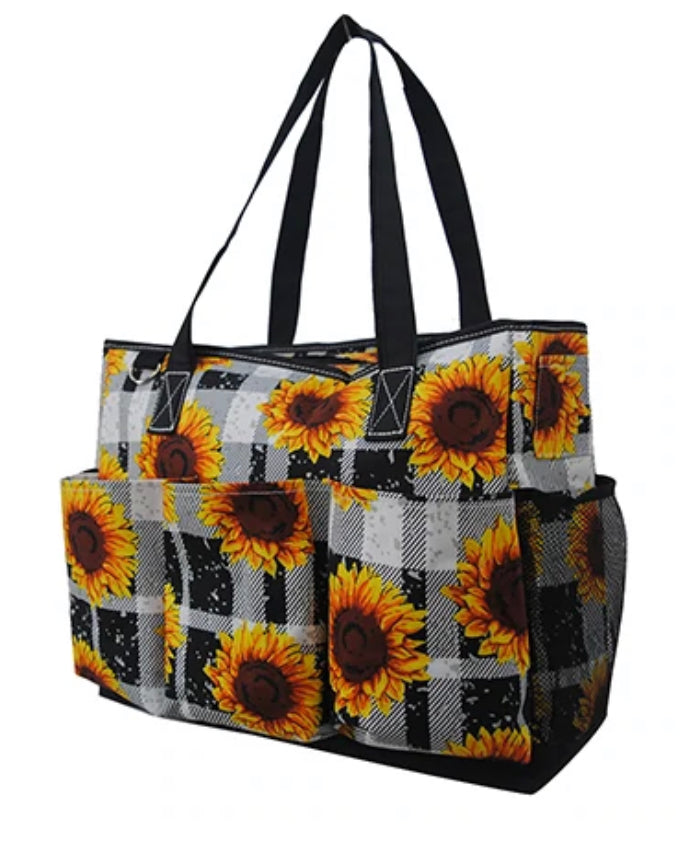 Sunflower and plaid (small) bag
