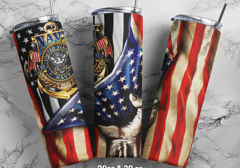 Navy and flag tumbler