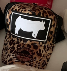 PIG WITH CHEETAH PRINT baseball hat