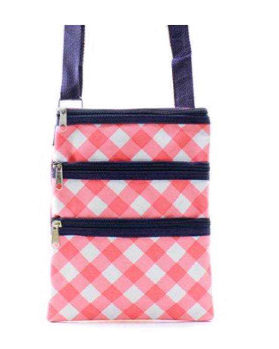 pink and white cross body  bag